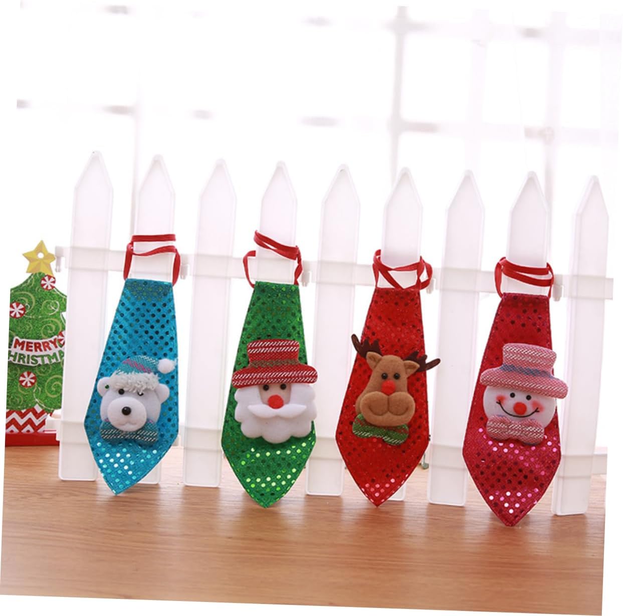 ABOOFAN Handmade Christmas Ties for Kids Boys Necktie Sequins Kids Holiday Tie Christmas Decorations Party Decorations