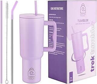 DOCAT 1200ML Stainless Steel Tumbler with Lid and Straw, Hot and Cold Double Insulated Sipper Mug, 100% Leak Proof Coffee Tumbler Cupholder for Office, Gym, Travelling (Lavender)