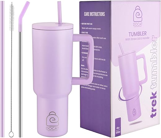DOCAT 1200ML Stainless Steel Tumbler with Lid and Straw, Hot and Cold Double Insulated Sipper Mug, 100% Leak Proof Coffee 