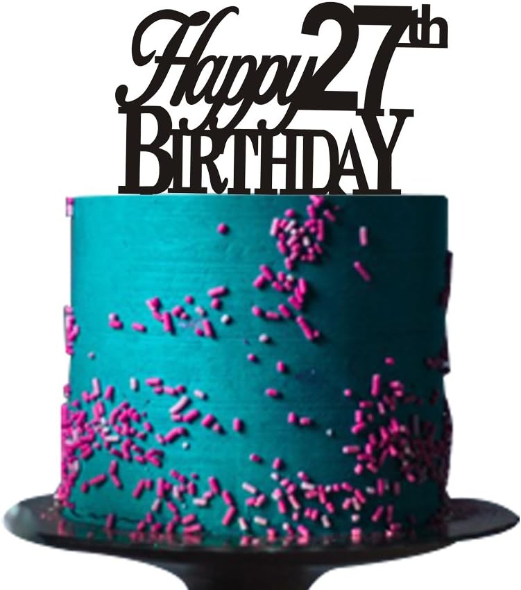 Happy 27th birthday cake topper for 27th birthday cake topper party decorations Black acrylic
