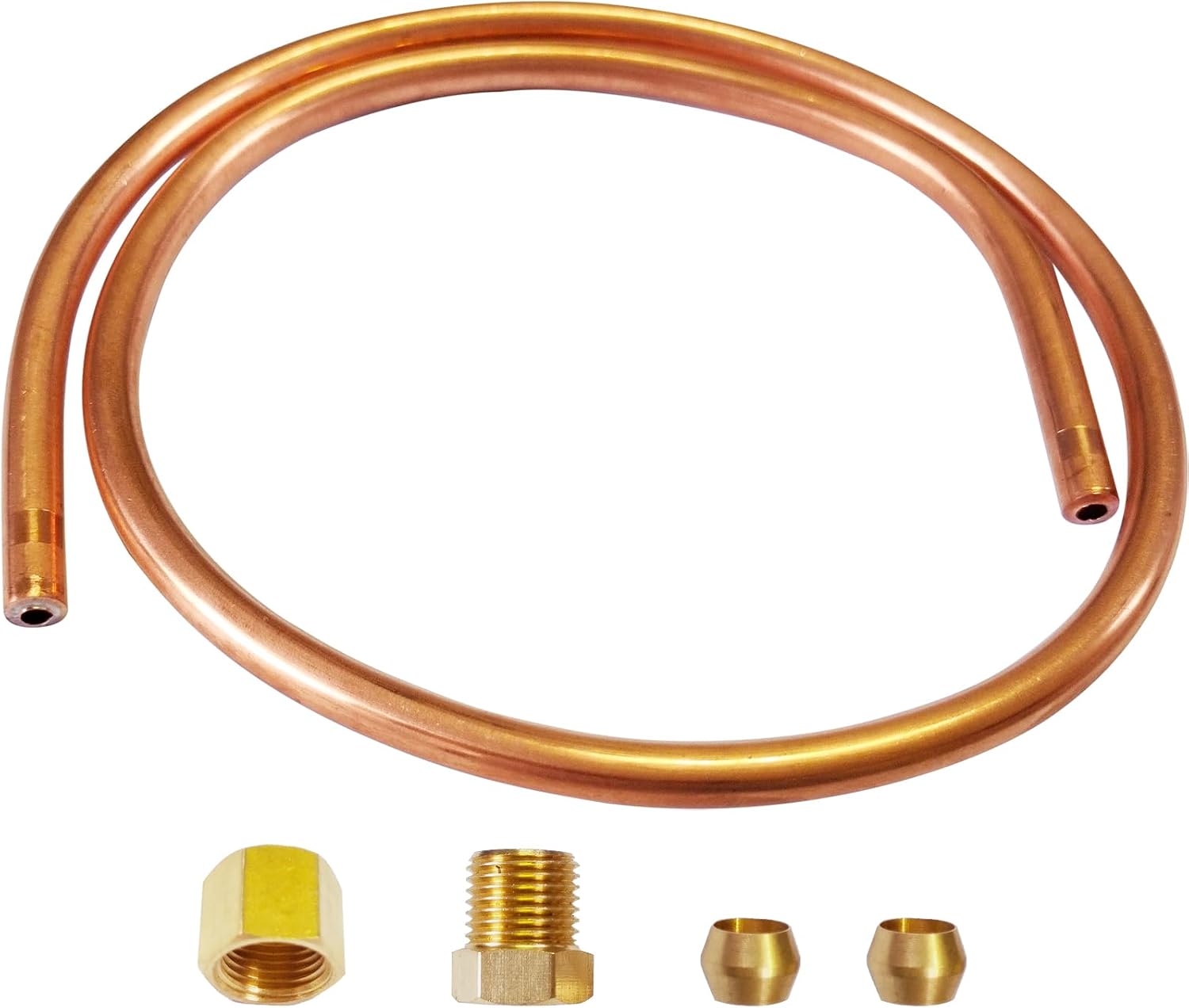 24" x 1/4" OD Copper Pilot Tubing with 7/16"-24 UNS Male/Female Compression Fittings, Pre-Assembled Gas Pilot Line for Water Heater, Fireplace, Gas Fryer – Pilot Burner to Valve Connection