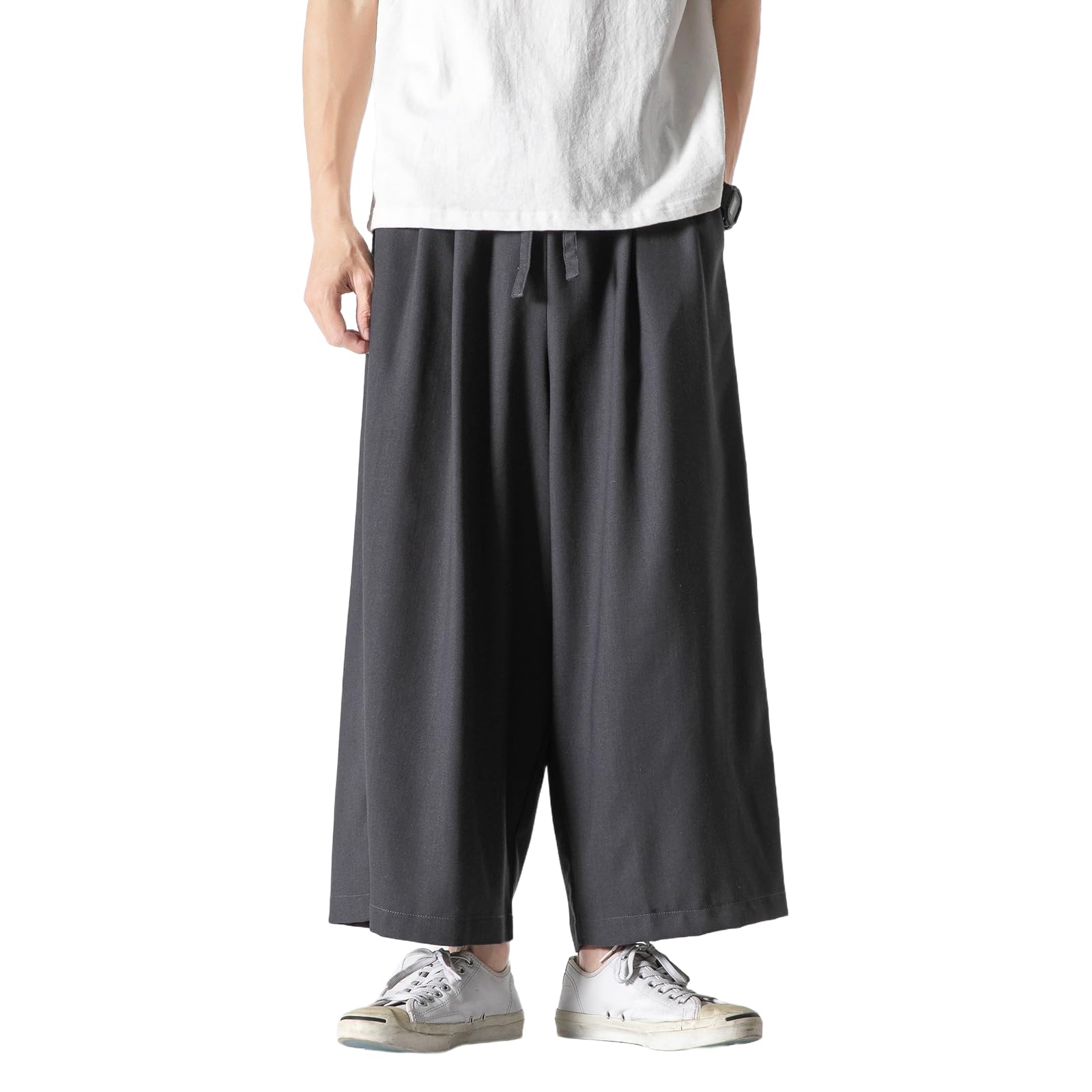 Pantaloni Casual Cotone Lino Uomo, Estate Larghi Corti Pantaloni Harem