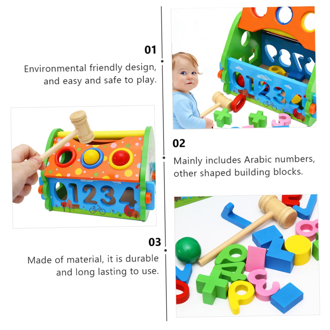Juguete de Madera de Combinación de Números y Formas, Casa Desmontable de 1 Juego para Niños, Mejora el Razonamiento en Interacción Padre-Hijo