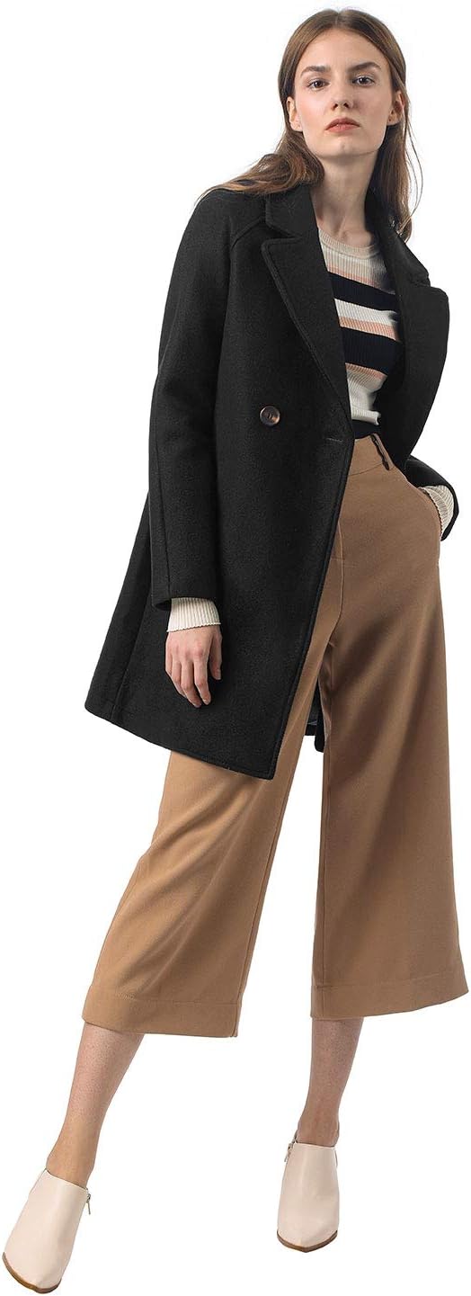 Allegra K Women's Notched Lapel Double Breasted Raglan Winter Coats - Image 3