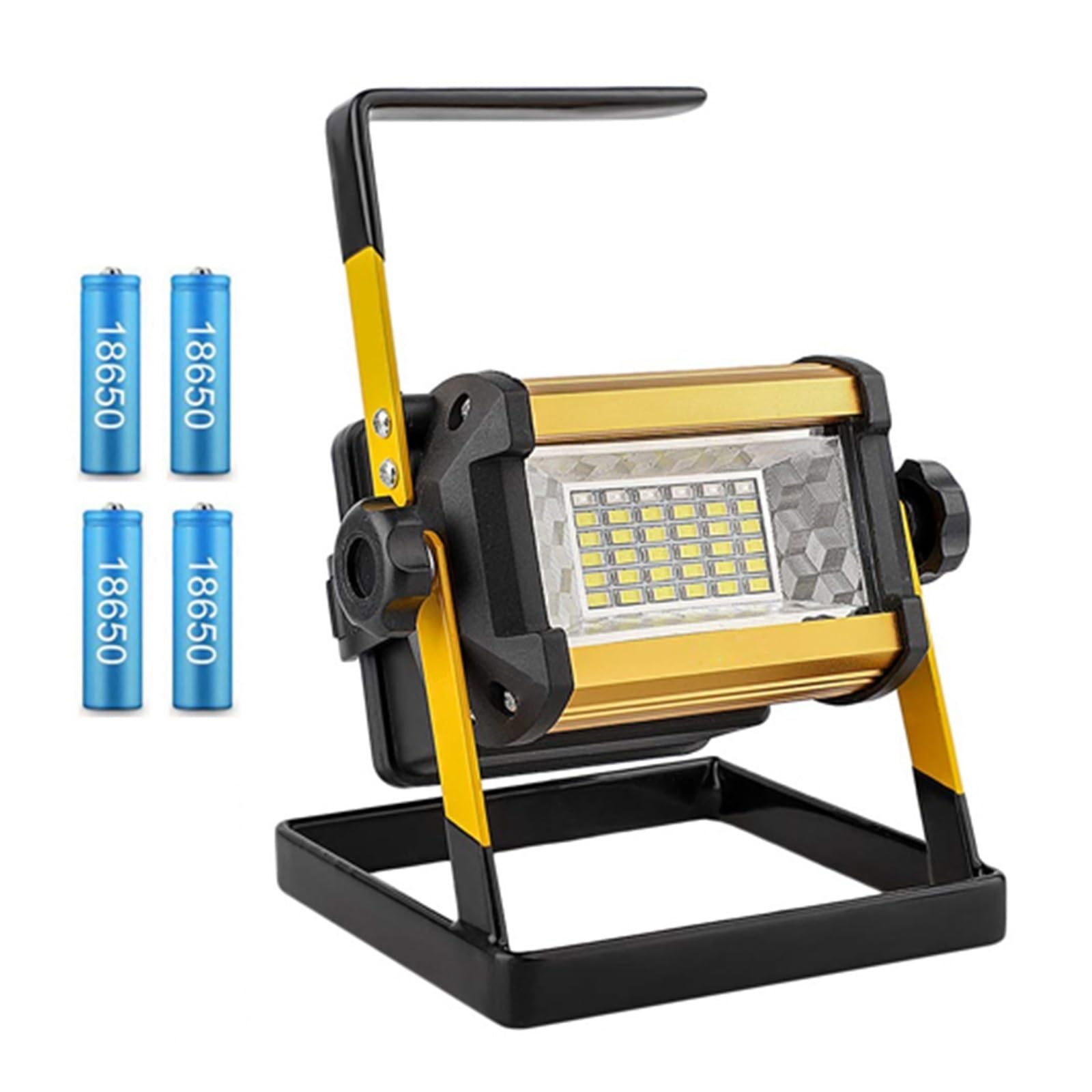 LED Flood Light, 100W Waterproof Flood Light Outdoor Reflector LED External Projector RGB Spotlight Searchlight Rechargeable(50W with Battery)
