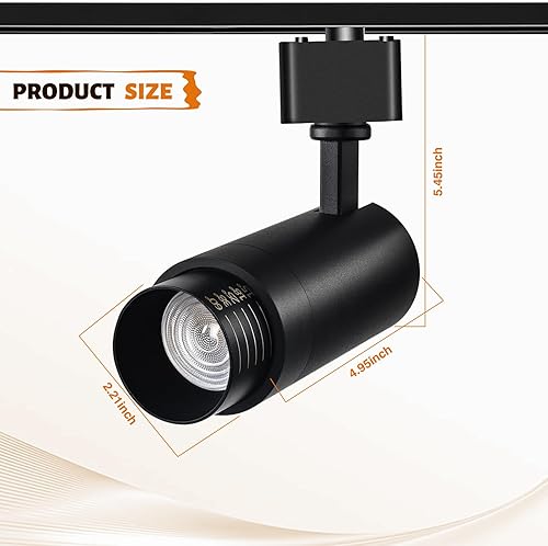 Miniatura 3 de AOAXL Cabezales de iluminación LED con zoom de 12 W, 2700-6500 K, luz de riel ajustable tipo H de 15  a 60 , ángulo de haz regulable brillante,