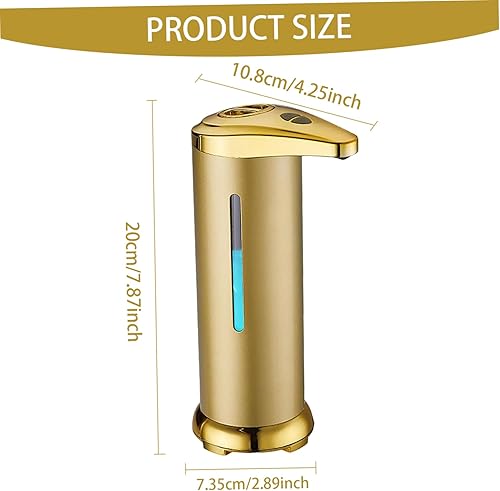 Miniatura 8 de Dispensador automático de jabón IPX4 9.5 fl oz dorado dispensador de jabón con sensor infrarrojo y ventana visual Cuantitativo alimentado por