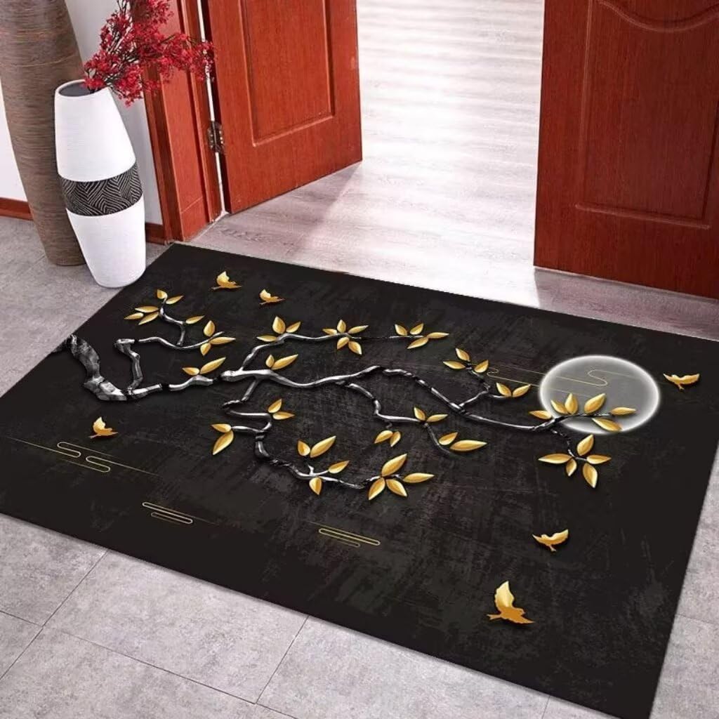 Tapis de chambre antidérapant et lavable grand format motif géométrique