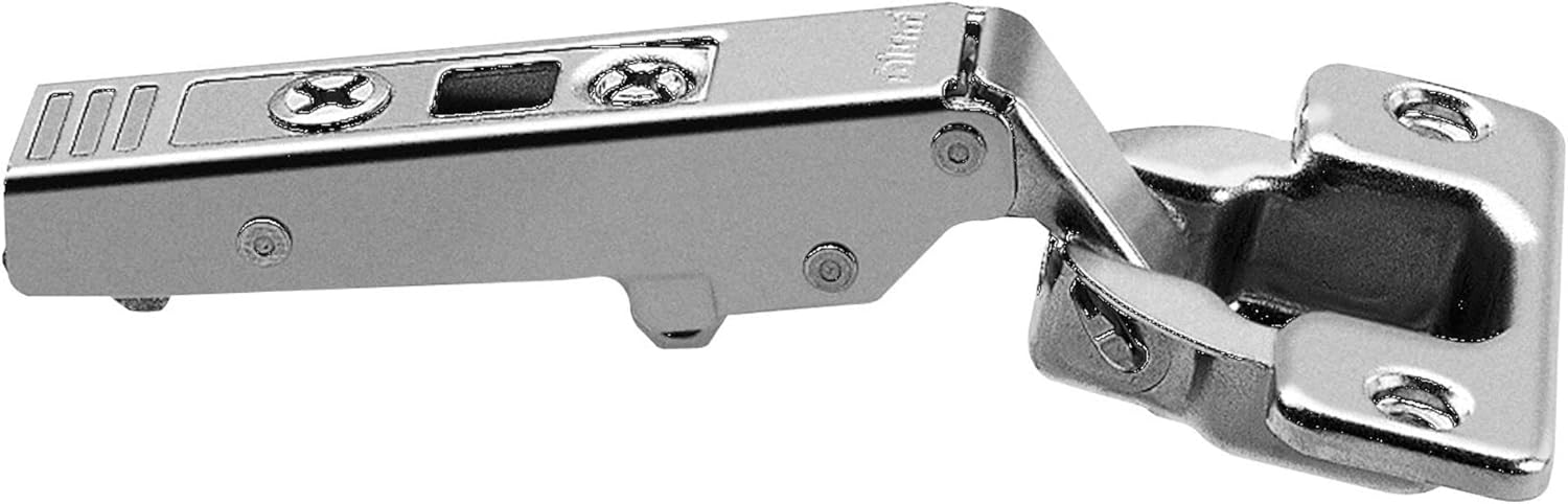 Blum 75T1550 Clip Top Full Overlay Screw-On Cabinet Door Hinge with 107-Degree Opening Angle and Self Close Function - Nickel