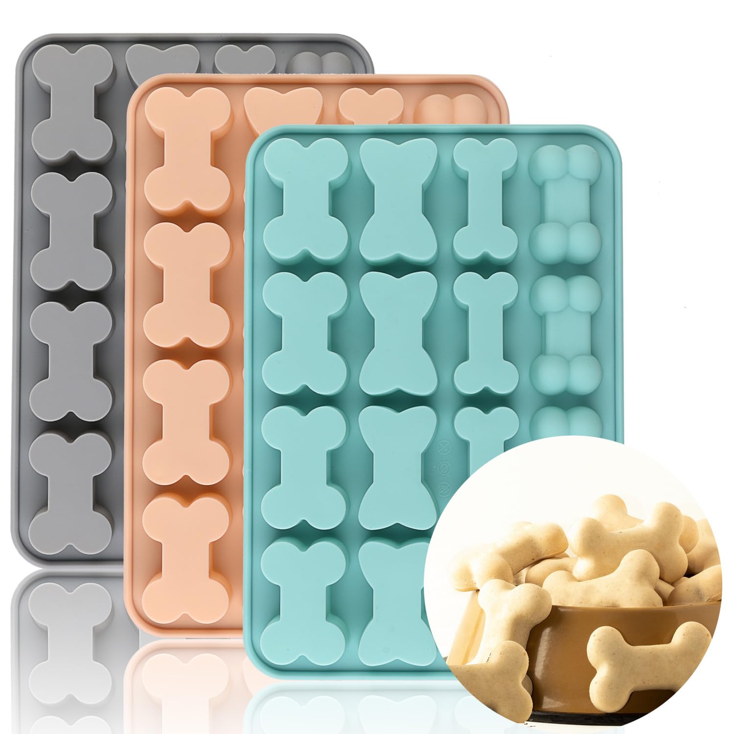 3pack dog bone silicone mold dog treat moldbaking mold used for jelly candy chocolateice cube can bake dog snack biscuits