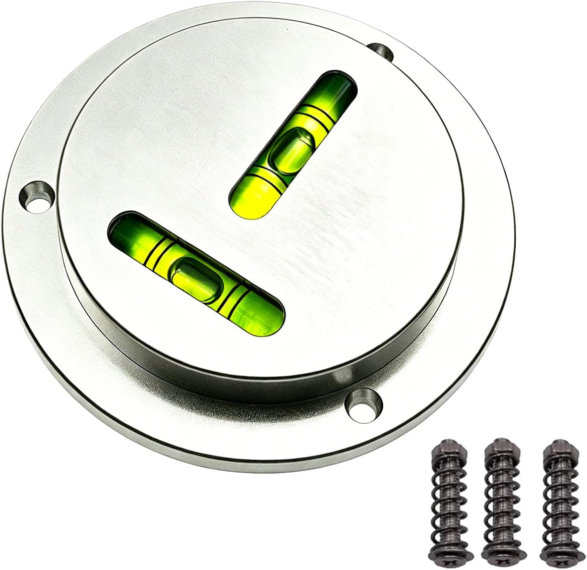 Metal flange circular horizontal bubble T-shaped XY axis bidirectional level, 90mm diameter metal level with mounting hole (Acrylic foam)