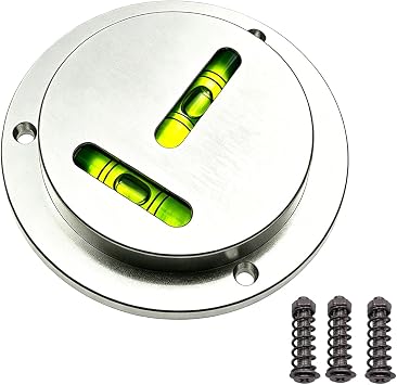 Metal flange circular horizontal bubble T-shaped XY axis bidirectional level, 90mm diameter metal level with mounting hole Acrylic foam
