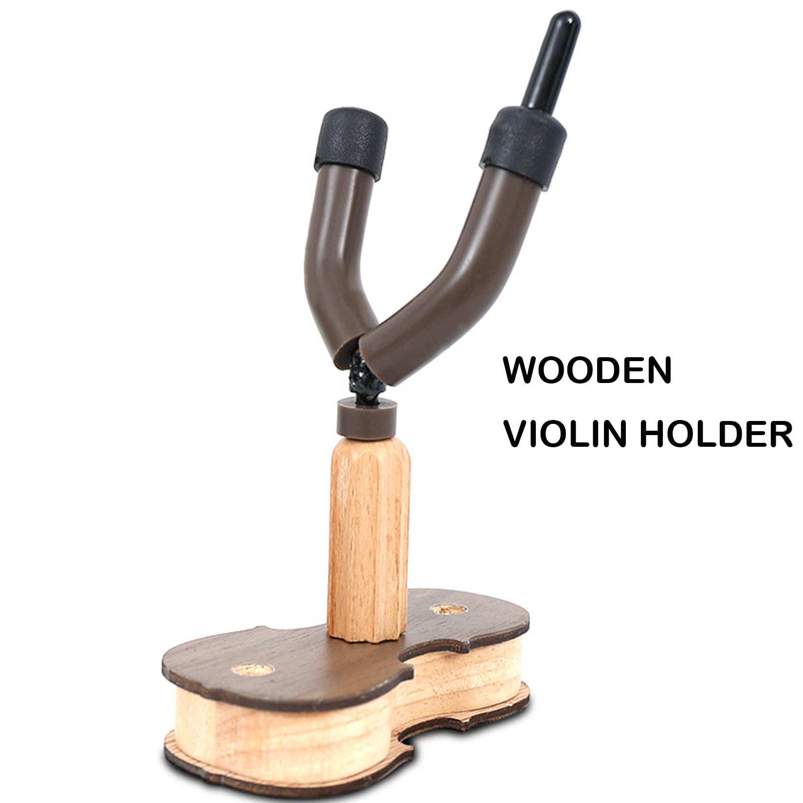 realideas Violin Viola Wall Mount Hanger, One Pack U-Shaped Wall Hanger Mount with Bow Hook, Soft Padding, Violin Storage Hook for Home Studio, Walnut Color