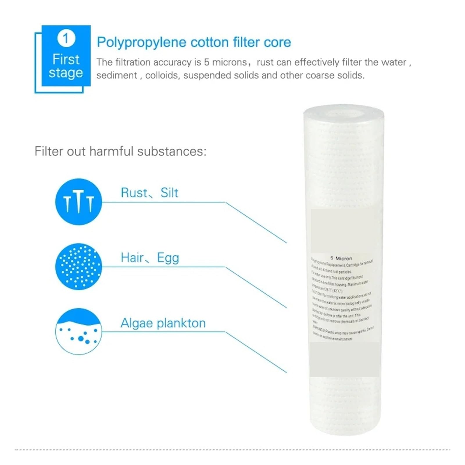 Lot de 4 filtres purificateurs d'eau 5 microns 4 x 10 pouces, cartouches filtrantes à sédiments for aquarium Avec fonction de filtration à haute efficacité