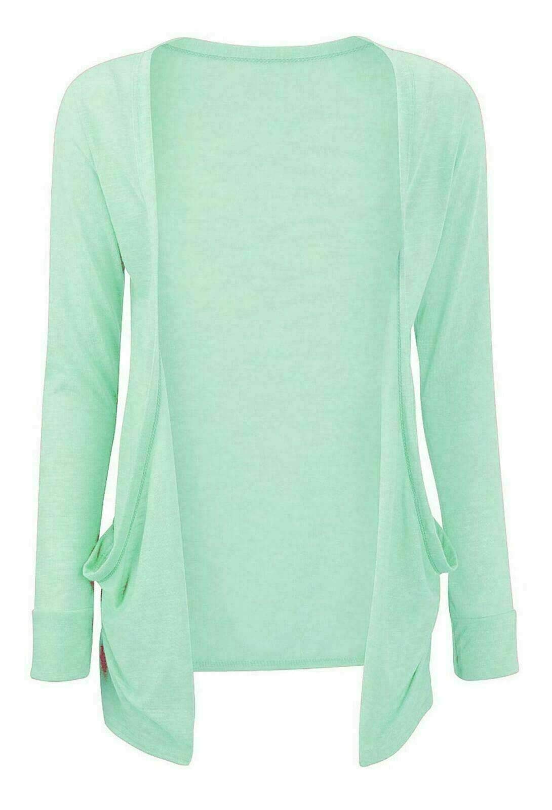 FAIRY BOUTIQUE Ladies Long Sleeve Pocket Boyfriend Cardigan Womens Open Front Plain Casual Party Wear Cardigan Top Mint