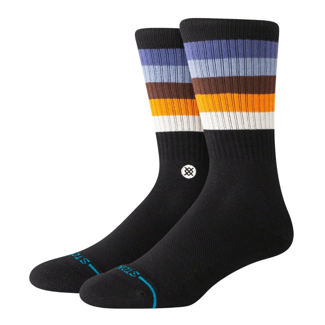 STANCE Maliboo Crew Socks Indigo Multi Striped Patterned Calf Medium