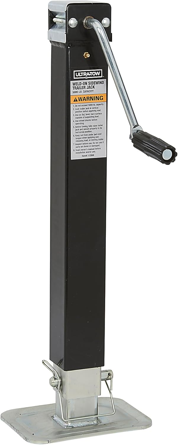 Ultra-Tow Trailer Sidewind Jack, Weld-On, 52-1/2in. Extended Length, 5000-Lb. Lift Capacity