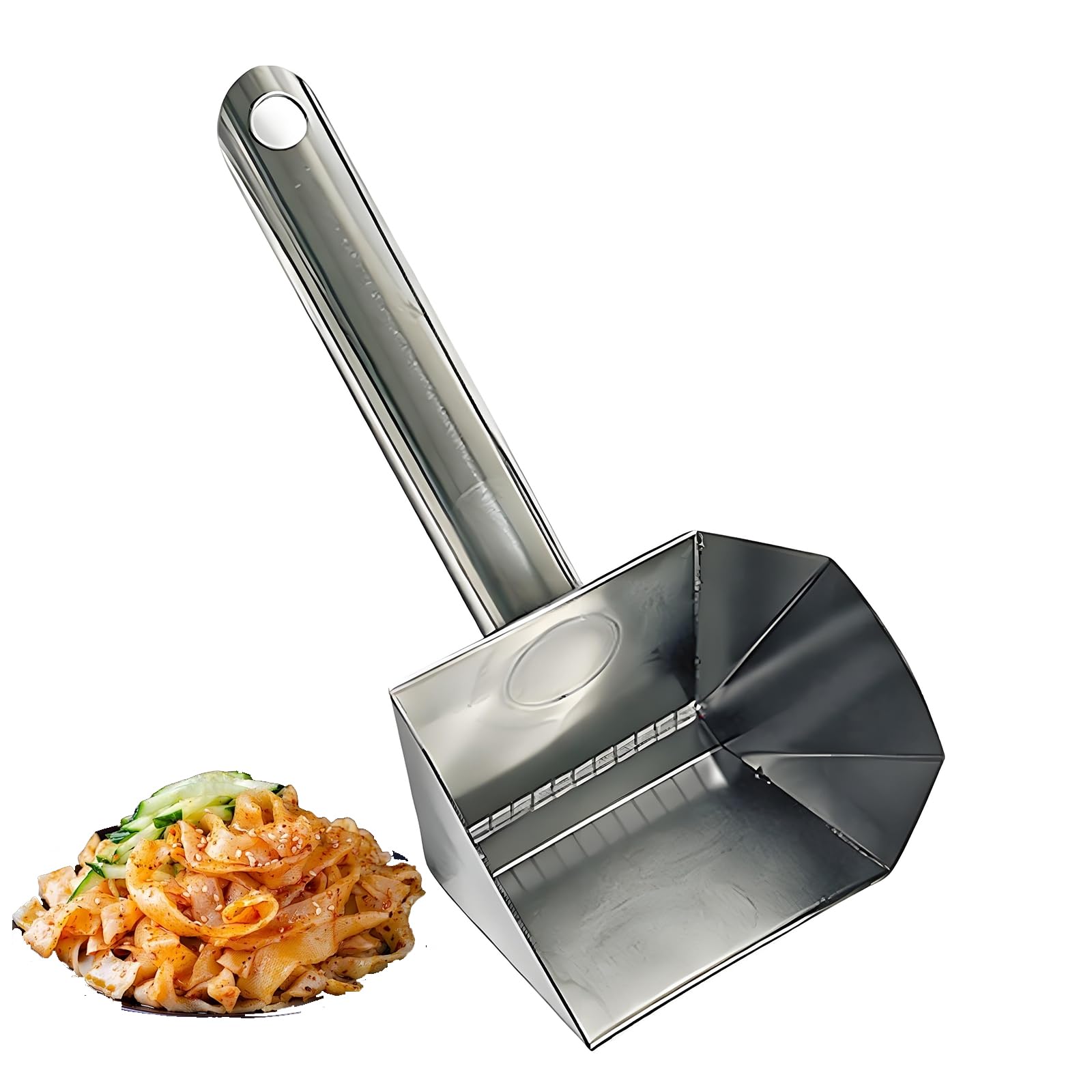 YNIYUJKL Bean Jelly Scraper, Stainless Steel Jelly Shredder Scraper, Cold Noodle Cutter, Manual Fruit Butter Grater, Chinese Pasta Liang Pi Maker, With 13Cm Handle, For Kitchen Tools