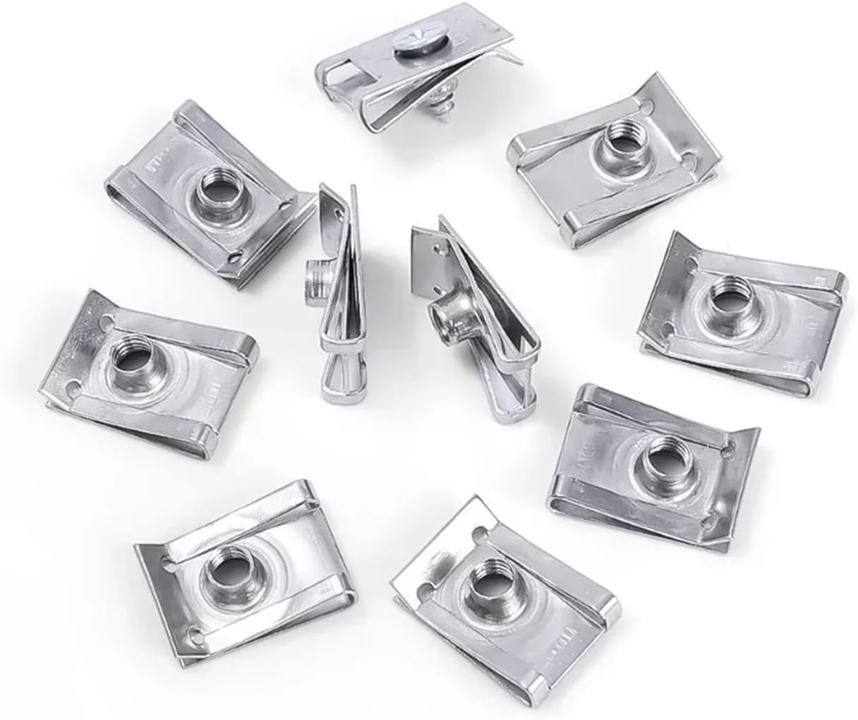 Steel U Type Clips Plate Leaf Spring Nut M6 M5 M4 Chimney Nuts Lug Nuts Speed Clip for Car Motorcycle Scooter ATVs(30Tybe A M5)