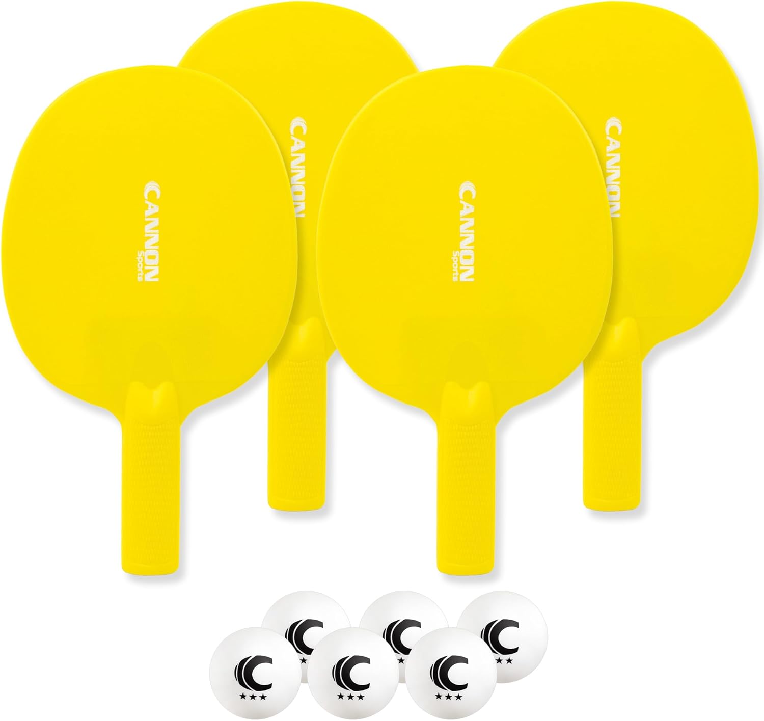 Cannon Sports Unbreakable Table Tennis Paddle Set - 4 Rackets with 6 Pack of 3-Star Table Tennis Balls – Portable Set for 4 Players