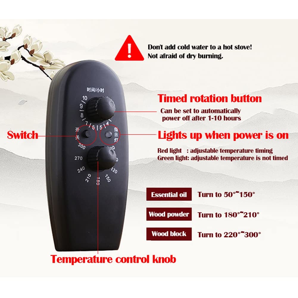 A Tempo Ceramica Bruciatore di incenso Elettrico, Temperatura Regolabile Diffusori di Olio Profumato, Resina di incenso Agarwood Candele Forno Aroma, Casa/Ufficio/Bar Scalda Profumato