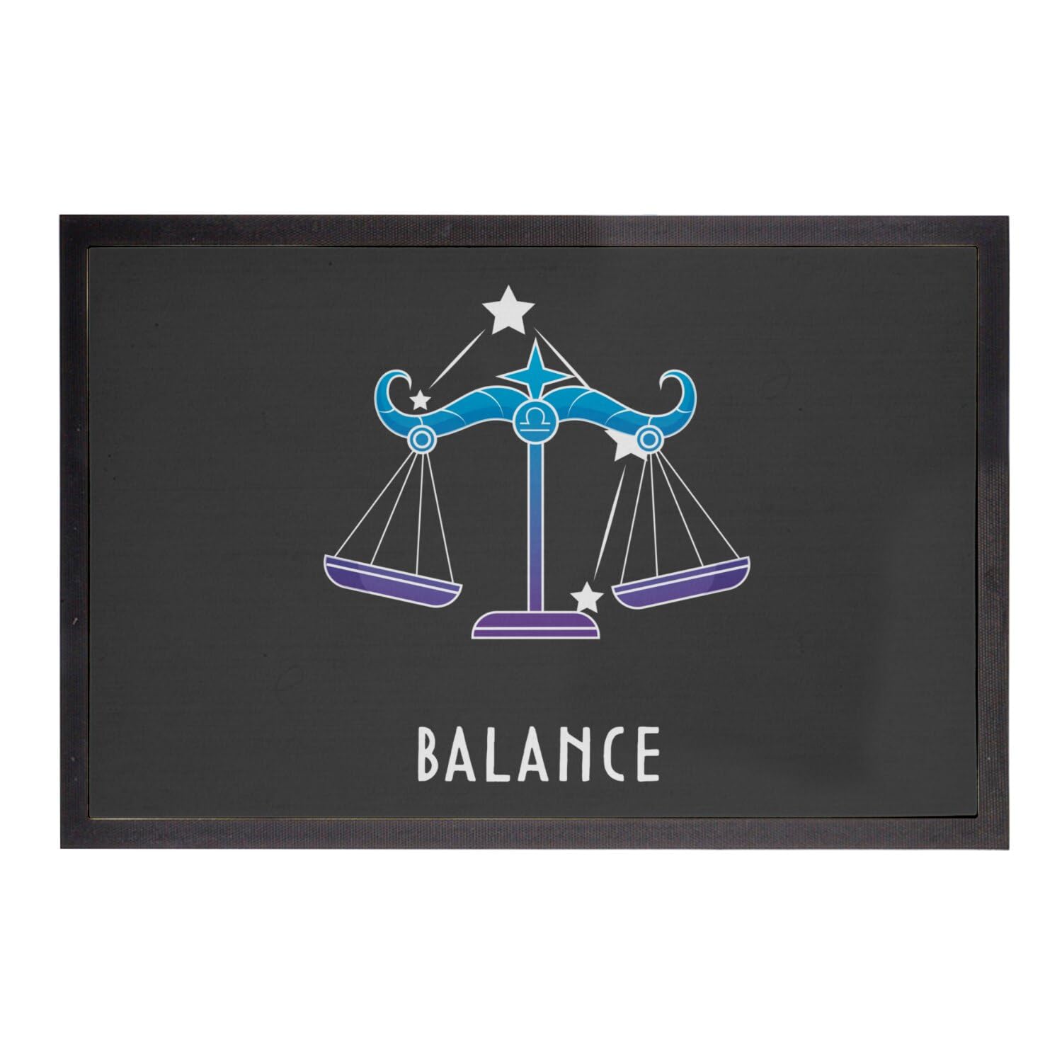 Paillasson d'entrée astrologie Balance - Tapis noir céleste et solaire 60x40cm