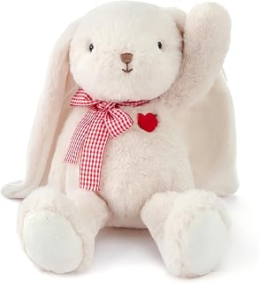 Medium Bunny Plush with Heart Cute White Rabbit Stuffed Animals Soft Stuffed Bear Plush Bear Plushie Toys Gifts for Girlfriend Boyfriend Kid