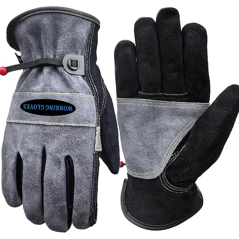 iuhkjnuh Leather Work Gloves for Men or Women. Large Glove for Gardening, Tig/Mig Welding, Construction, Chainsaw, Farm, Ranch (Black, XL)