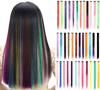 Sturmm 36Ps 22'' Colored Clip in Hair Extensions Colorful Straight Hair Extensions Clip Highlights Streak Hairpieces Highlights Hair Hairpieces Extensions Hair Wigs Pieces Hair Tinsel Strands Straight Clip(36 Colors)
