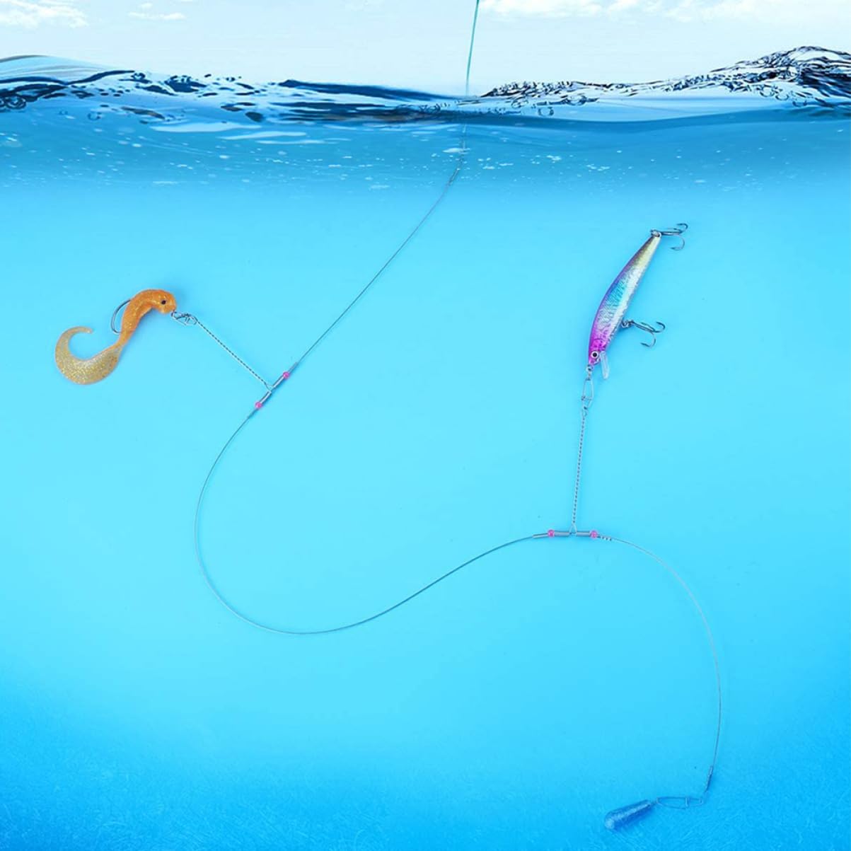 Toddmomy Lot De 5 Bas De Ligne De Pêche Pratiques Pour Leurres Rotatifs Deau Douce Haute Résistance Robustes Et Faciles À Nouer 10 Pièces X 5