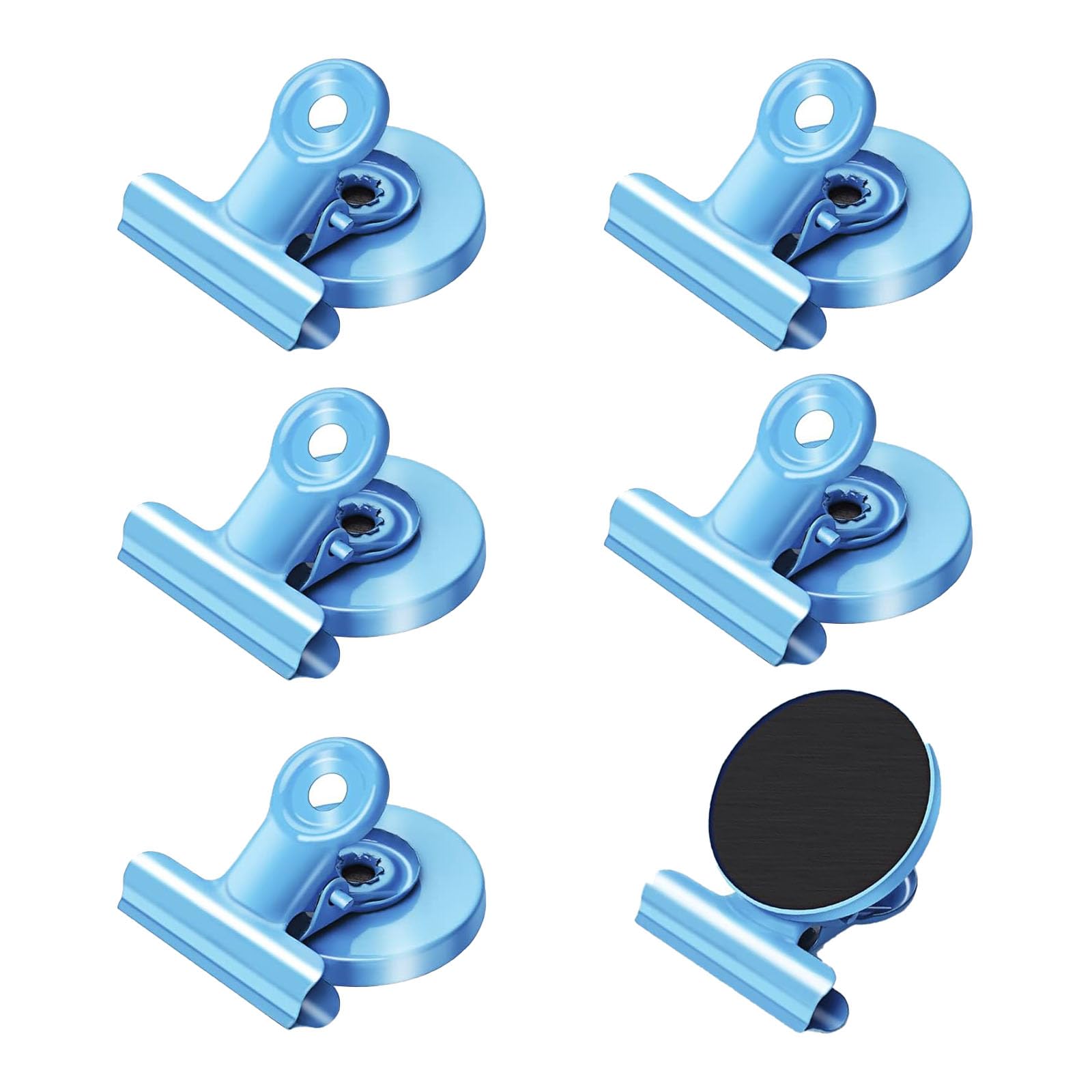 Kisstta Pack of 6 Magnetic Blue Magnetic Clips Magnetic Blue Super Strong Magnetic Clips for Photos Magnetic Board Fridge Photo for School Household Office
