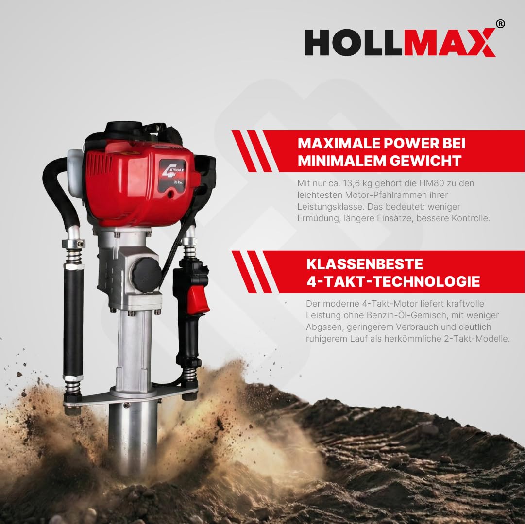 Motor-Pfahlramme/Pfostentreiber HM80 4-Takt (37 ccm) für Durchmesser bis zu 81 mm