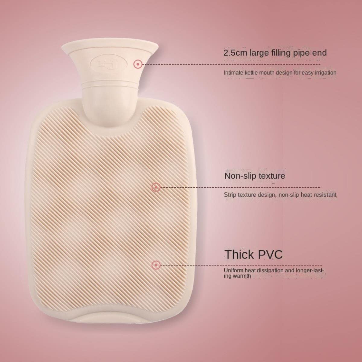 1000Ml / 2000Ml Bolsa de Agua Caliente de llenado de Agua Botellas de Invierno de Felpa Espesada PVC de Alta Densidad Cubierta de Calentamiento de Manos Envoltura Artículo para el hogar-1000ml