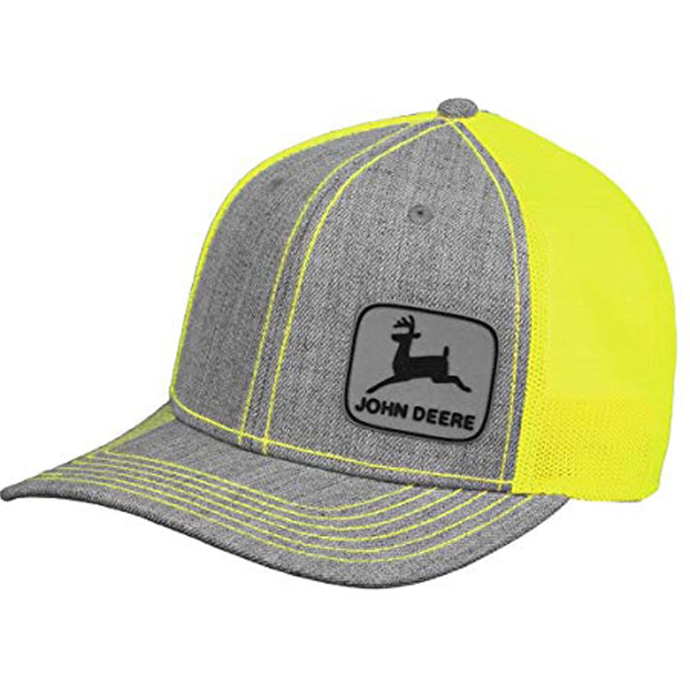 John DeereMen’s Heather Grey Twill & Mesh Back Hat, Rubber Patch