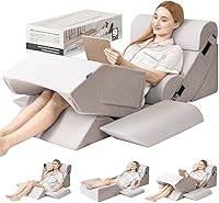 FifthQuarter 9PCS Orthopedic Wedge Pillow Set - Post-Surgery Recovery, Acid Reflux GERD Relief, Adjustable Memory Foam for Back Leg Pain