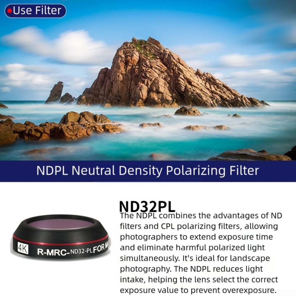 Juego de filtros UV CPL ND8/16/32/64 para SJCAM C300/C400, 6 piezas de filtros de lente de vidrio óptico con funda protectora, compactos 6 x 6 x 2 cm para fotografía al aire libre
