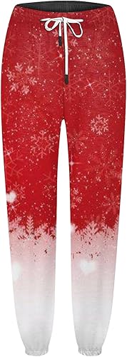Miniatura 2 de Pijama cónico de Navidad para mujer, cónico, clásico, delgado, con bolsillos, estampado de cintura alta, pantalones deportivos cómodos