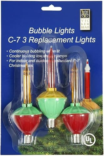 Vickerman C7 Multi-Colored Bubble Replacement Bulb - 3 per Pack - Red/Green/Yell