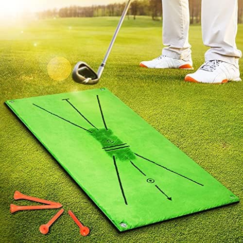 Golf Mat – Golf Training Aid for Swing Correction – Divot Board Golf Swing Trainer w/Instant Feedback – Outdoor & Indoor Golf Practice Mats (Light gren)