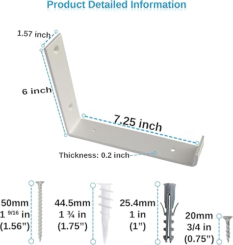 Miniatura 21 de Soportes de estante Paquete de 6 soportes flotantes resistentes de 6.0 pulgadas de largo x 4.0 pulgadas de alto x 1.5 pulgadas de ancho