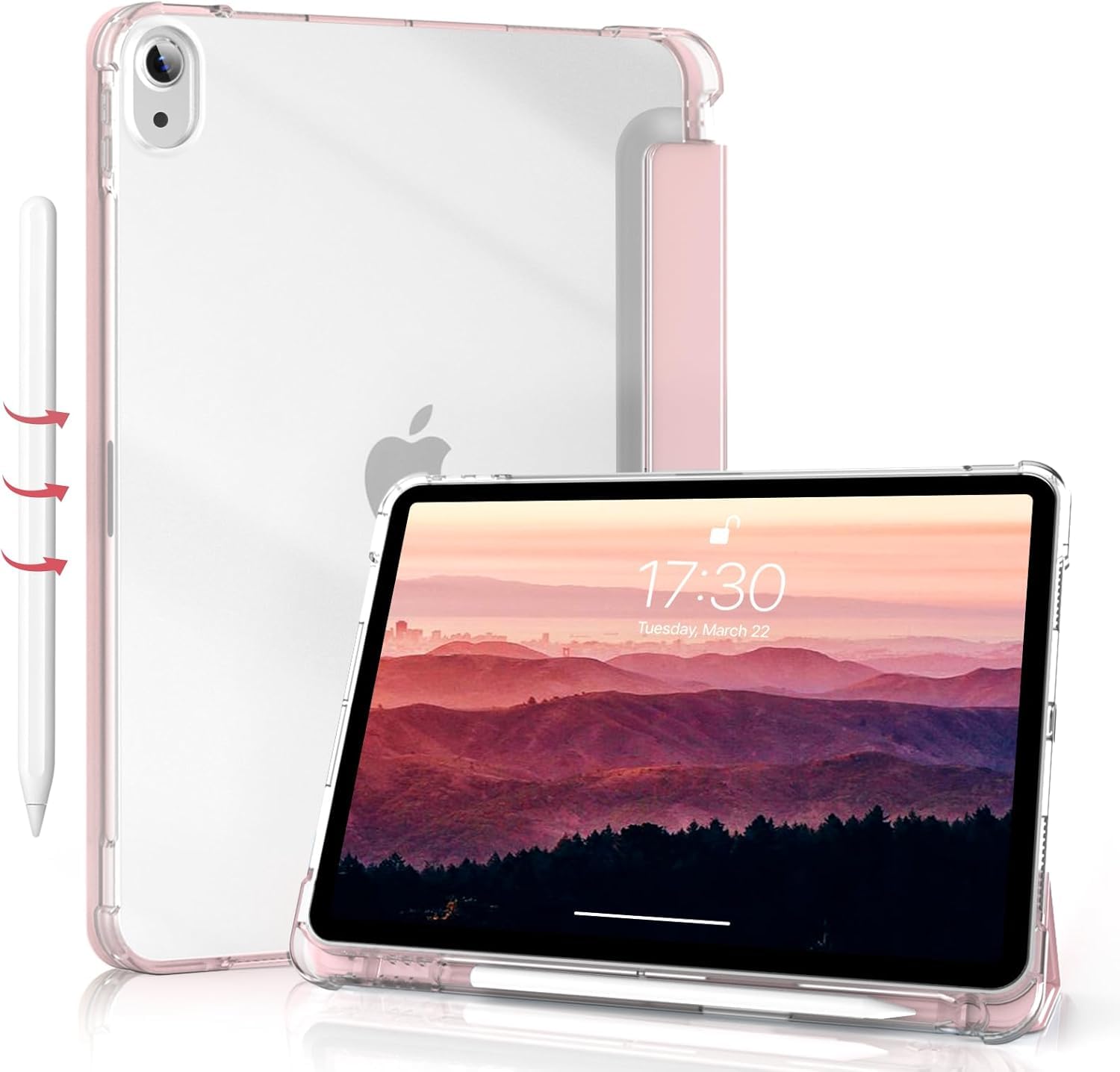Boxome Tablet Case Cover for Apple iPad A16 11 inch (11th Gen) 2025 [Auto Sleep/Wake Cover] [Pencil Holder] [Trifold Stand] [Frosted Back] - Pink