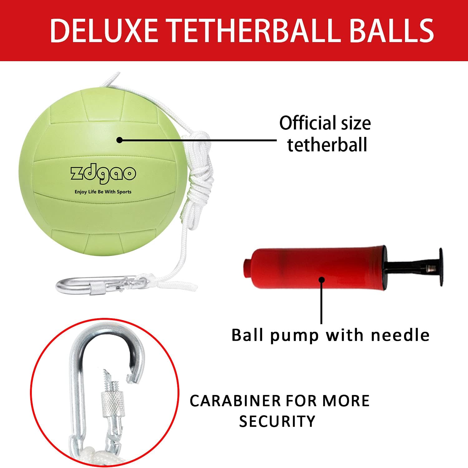 YDDS Tether Balls and Rope Set, Glow in Dark, Come with Carabiner, Ball Pump with Needle, and Extra Rope for Replacement : Sports & Outdoors