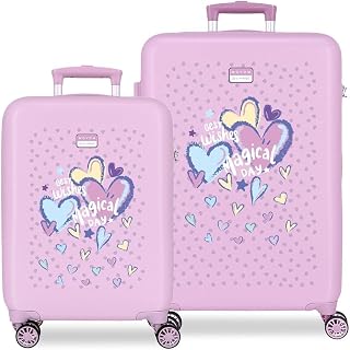 MOVOM Best Wishes Lilla Set di Bagagli 46x65x23 cm Rigido ABS Lucchetto a Combinazione...
