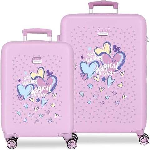 MOVOM Best Wishes Lilla Set di Bagagli 46x65x23 cm Rigido ABS Lucchetto a Combinazione Laterale 91L 5.6kg 4 Doppie...