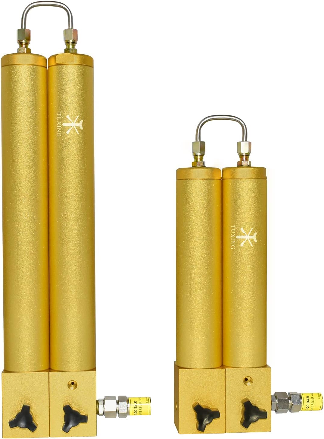 TUXING 4500Psi Pcp Compressor Oil Water Separator, with Safty Valve,Two Stage Filtration Air Filter for High Pressure Air Compressor Scuba Diving 408mm*100mm Gold