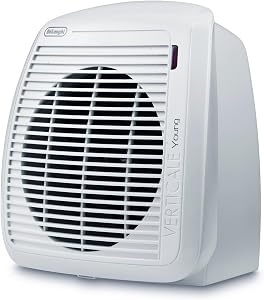 De’Longhi HVY1020 Young Vertical Fan Heater, Silent and Light, Drip Protection, Handle, Safety Device, Light, Frost Protec…