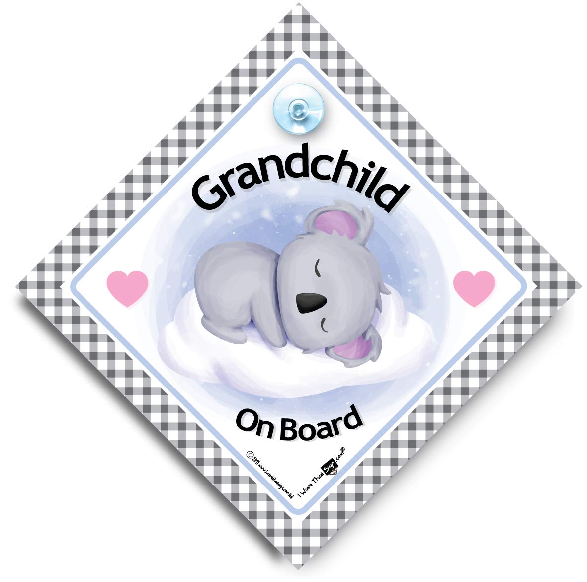 Iwantthatsign.com Grandchild Koala On Board Sign, Baby On Board Style Suction Cup Car Window Sign