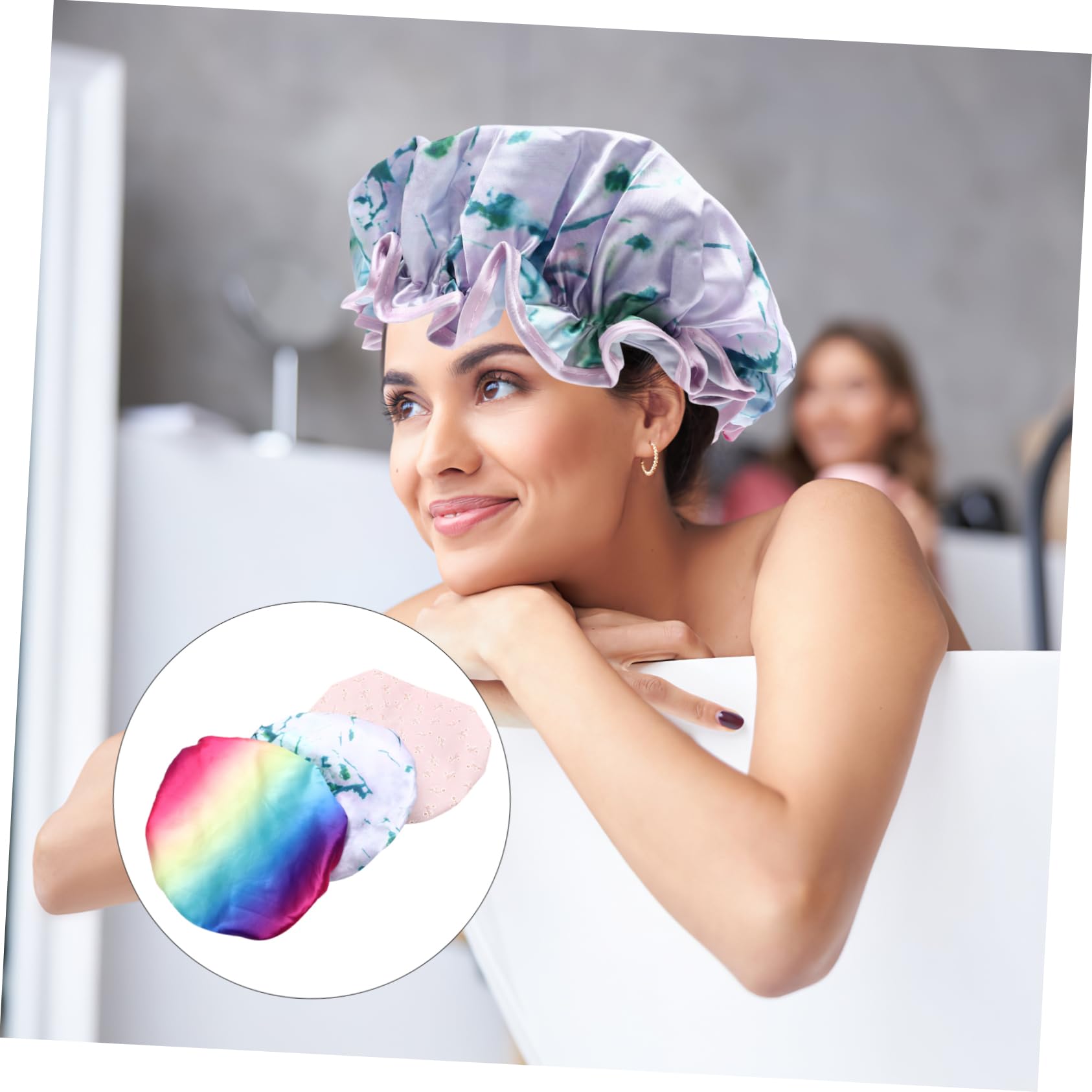 Angoily 9pezzi Cuffie Impermeabili e Riutilizzabili Satin Per Donne Copricapo Per Shampoo Adatte Per Ogni Di e Circunferenza Della Testa