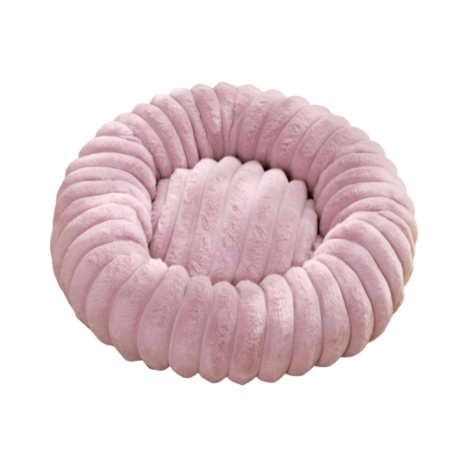 Mateju Plush Donut Pet Bed, Fluffy Pet Cushion Warm Soft Plush Donut Dog Cat Bed for Calming Puppy Kitten Petbed with Non Slip Bottom, Machine Washable (Purple,Diameter 60cm)