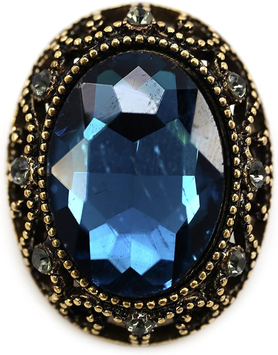 10 pcs Whole Oval Cut Blue Rhinestone Vintage Copper Hollow Metal Shank Sewing Coat Buttons -25mm -1"